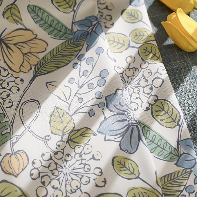 Vangao Blue Nursery Curtains for Kids Room Floral Blackout Dorm Curtains 84 Inch Length Farmhouse Drapes for Bedroom Room Darkening Flower Patterned Window Treatment for Kids Set of 2