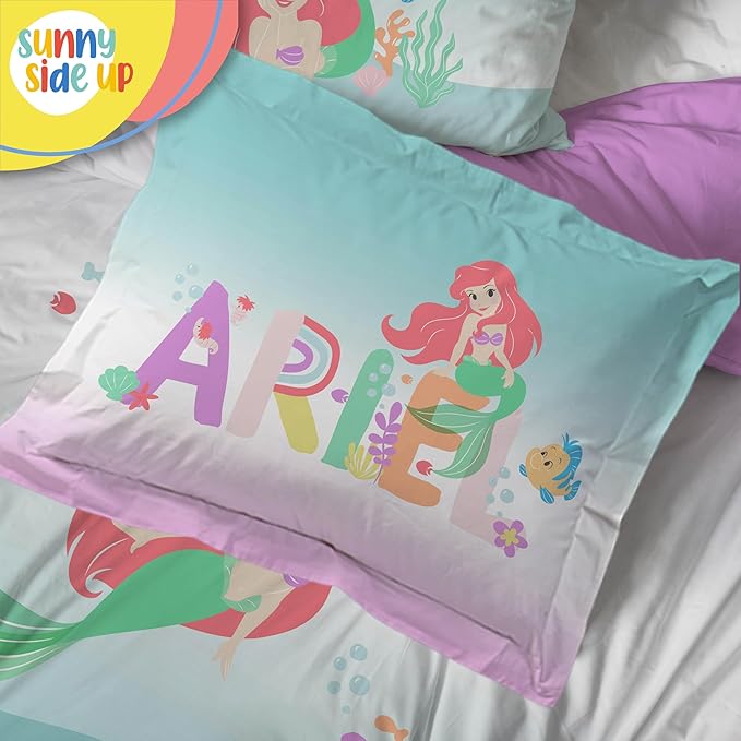 Sunny Side Up Disney The Little Mermaid Full Comforter Set - 7 Piece Kids Bedding Includes Comforter, Sheets & Pillow Cover - Super Soft Ariel Microfiber Bed Set
