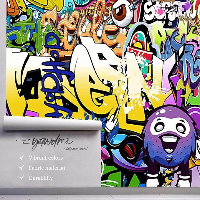 -Nursery Color Graffiti Abstract Letters Bedroom Wallpaper XT16 L 180" x 115"