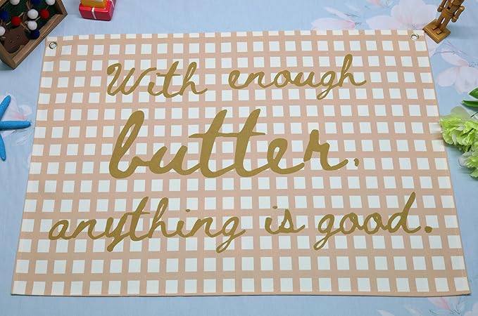 Butter Art Rectangular Banner Rectangular Banner Flag Wall Decor Gift for Butter Lover Women-Kitchen Pantry Living Room Corridor Front Decor Wall Art,Funny Foodie Poster-Thanksgiving Christmas Gifts