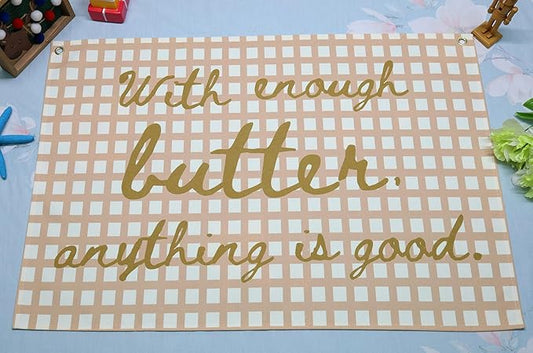 Butter Art Rectangular Banner Rectangular Banner Flag Wall Decor Gift for Butter Lover Women-Kitchen Pantry Living Room Corridor Front Decor Wall Art,Funny Foodie Poster-Thanksgiving Christmas Gifts