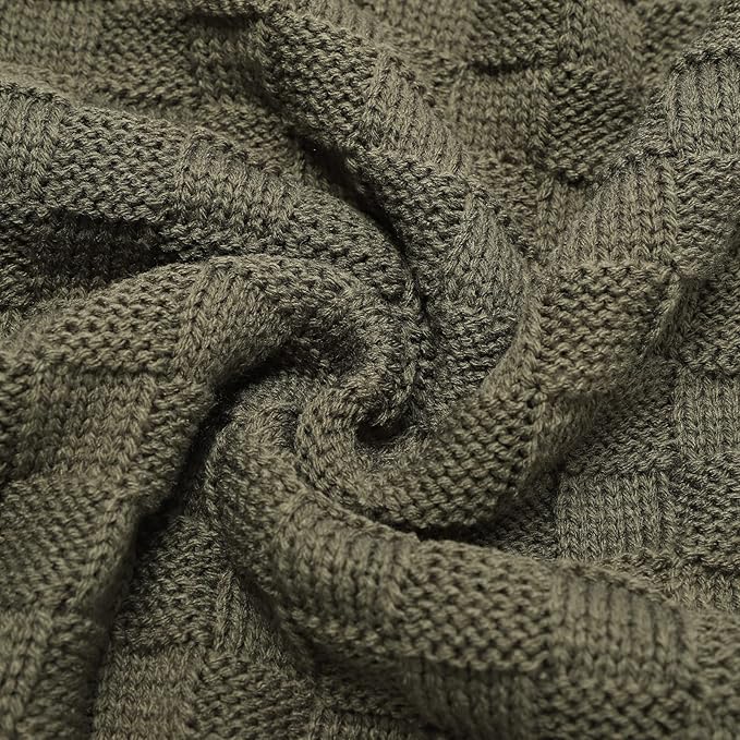 LAWKUL Baby Blankets Cable Babe Blanket Checkered Soft Cuddle Newborn Infants Receiving Swaddle Boys Girls Dark Green 40"x30"