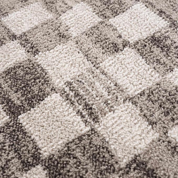 Hauteloom Pertek Modern Checkered Area Rug - Modern Geometric Carpet for Living Room, Kids Room, Nursery - Bohemian Boho Carpet - Brown, Beige, Cream - 2' x 3'