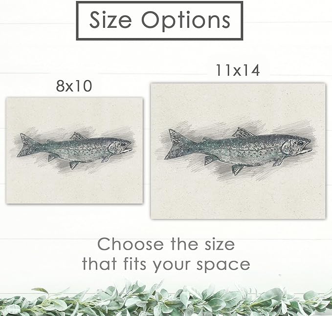 DREAM BIG PRINTABLES Fishing Decor Sketches Wall Art Prints (Set of 6) - 11x14s | Great Gift for Fishermen