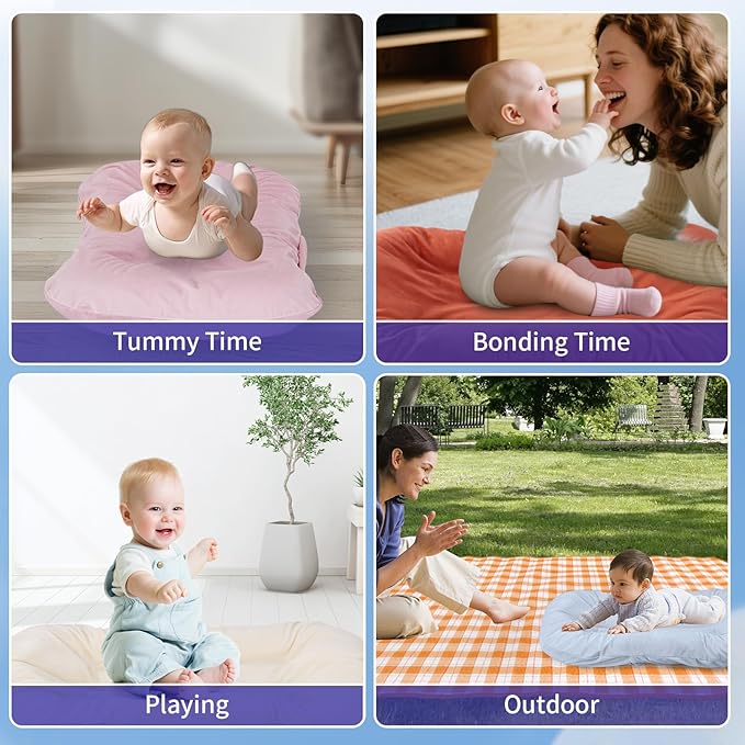 Baby Lounger 0-24 Months 100% Cotton-Snuggle Cozy Me Lounger,Soft & Breathable Tummy Time Mat for Newborn Infant Play Mat,Babies Essentials Gifts,Green(Lounger Cover Included)
