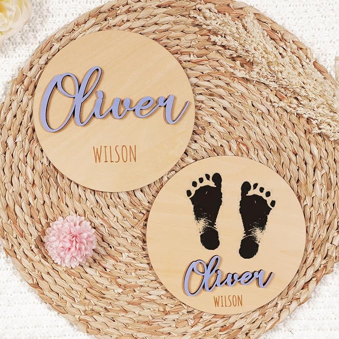 Personalized Birth Announcement Sign for Hospital, Baby Name Sign, Newborn Announcement Sign Disc (Design 02)