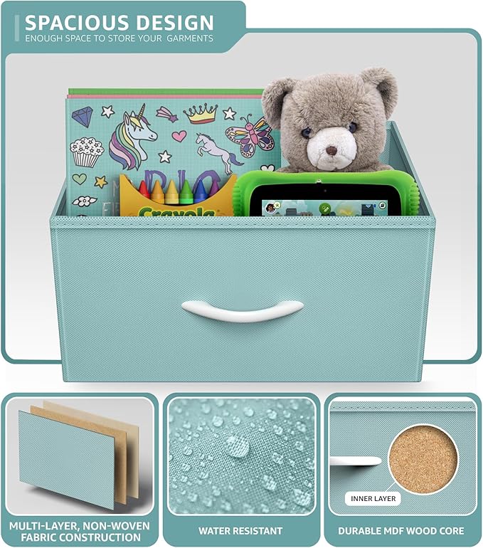 Sorbus Kids Dresser with 8 Drawers - Storage Unit Organizer Chest for Clothes - Bedroom, Kids Room, Nursery, & Closet (Aqua, 31.5 x 12 x 32-8 Drawer)
