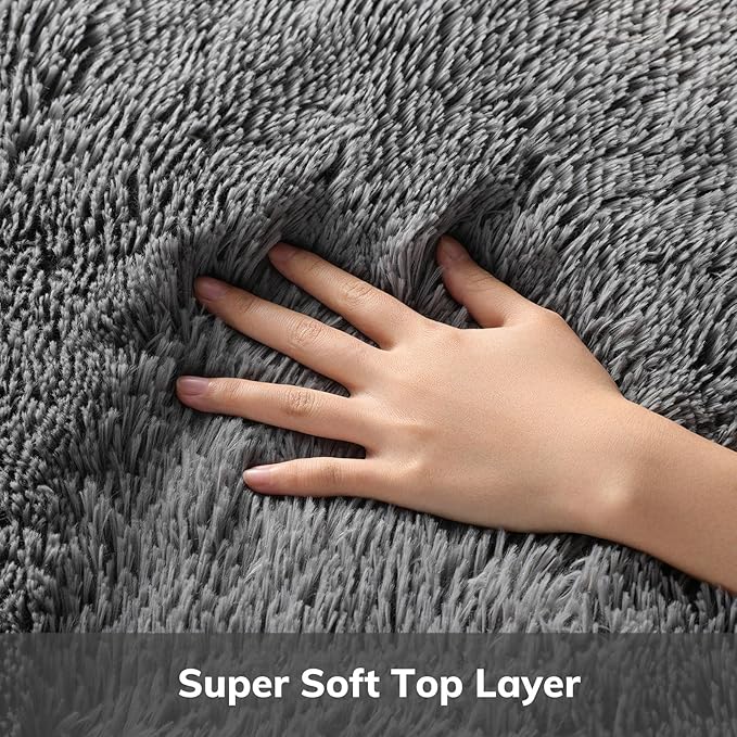 Ophanie 6x9 Area Rugs, Upgrade Non-Slip Fluffy Soft Rugs for Living Room, Large Shag uzzy Plush Rug, Medium Gray Shaggy Big Carpets for Bedroom, Kids Boys Girls Dorm Nursery Home Decor Aesthetic