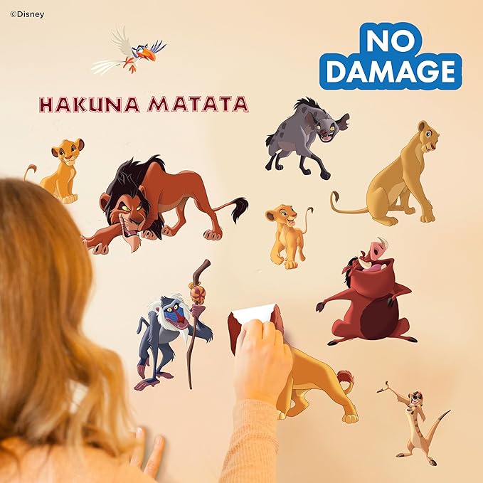 Disney The Lion King Wall Decals - Set of 11 Vinyl Stickers for Nursery Bedroom Bathroom - Peel and Stick Room Decorations