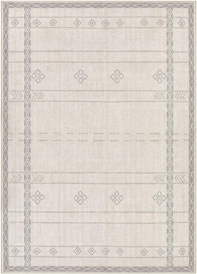 Area Rugs for Living Room Washable Living Room Rug Soft Neutral Indoor Floor Carpet Non-Slip Stain Resistant Modern Boho Rugs for Bedroom Dining Room Kids Room Nursery Office Home Beige Grey
