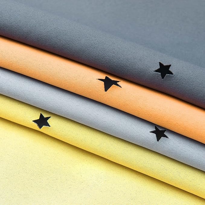 Kinryb Nursery/Kids/Girls Room Star Cut Out Blackout Rainbow Curtain with Sheer Overlay 2 Panels, Each 52 inch Wide,108 inch Length with White Gauze,Ombre Stripe Rainbow Curtains (2 Pcs,52x108 Inch)