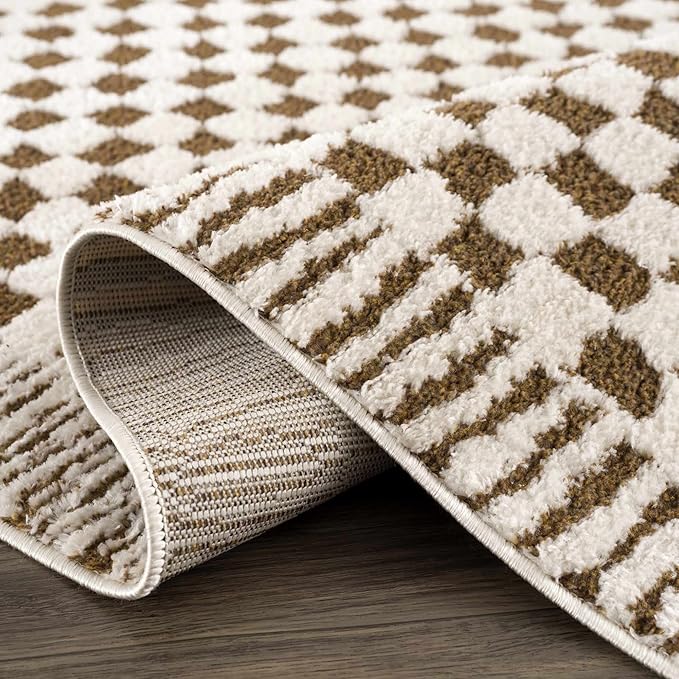 Hauteloom Leryn Living Room, Bedroom Area Rug - Farmhouse - High Pile - Bone - 9'2" x 12'