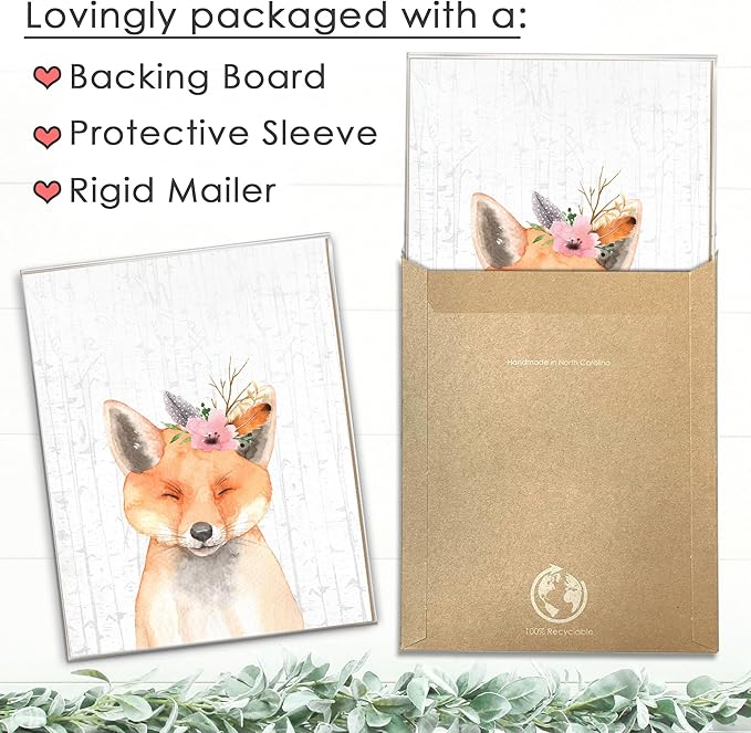 DREAM BIG PRINTABLES Woodland Animals Nursery Wall Art Prints (Set of 6) - Unframed 8x10s - Farmhouse Boho Art - Great - Unisex for Boys and Girls - Kids Bedroom Decor