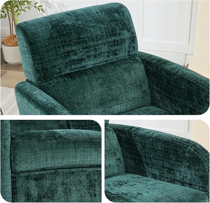 Swivel Glider Accent Chair for Living Room, Rocker Nursery Barrel Chair Armchair, Reading Chair for Adult, Comfy Upholstered Rocking Chair with 360 Degree Swiveling for Bedroom,Office, Green