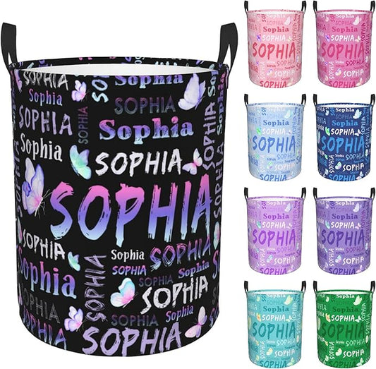 Custom Name Laundry Hamper, Personalized Laundry Basket with Name for Boys Girls Kids Men Women, Customized Name Dirty Clothes Basket Gifts for Clothes Toy Bathroom Bedroom Laundry Room Dorm