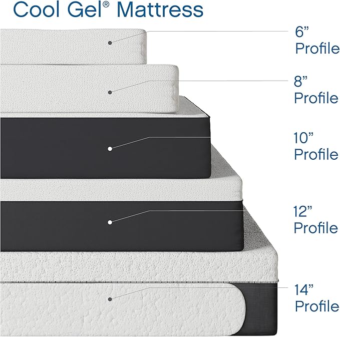 Cool Gel 8 Inch King Mattress Memory Foam Medium Firm, King Size Memory Foam Mattress Cooling, Made in the USA, 8" Depth with Pressure Relief, CertiPUR-US Certified No Fiberglass, CoolGel Bed