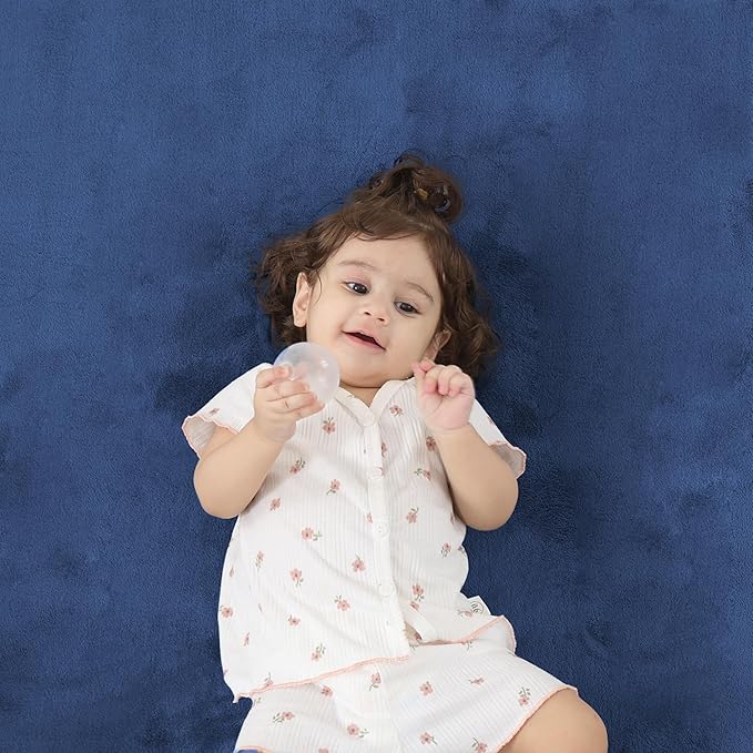 1.3" Thick Baby Floor Play Mat 39x59, Basic Padded Foam Mat for Tummy Time Crawling, Non Slip Cushioned for Babies Toddlers Infants Kids (Blue)