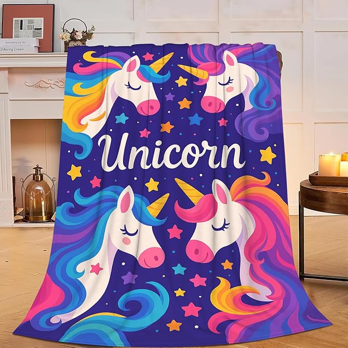 Unicorn Throw Blanket Unicorn Plush Fleece Toddler Blanket Super Soft Warm Cozy Fuzzy Stuff Bedding Baby Blankets for Girls Boys Kids Women Adult Men 50"X60"
