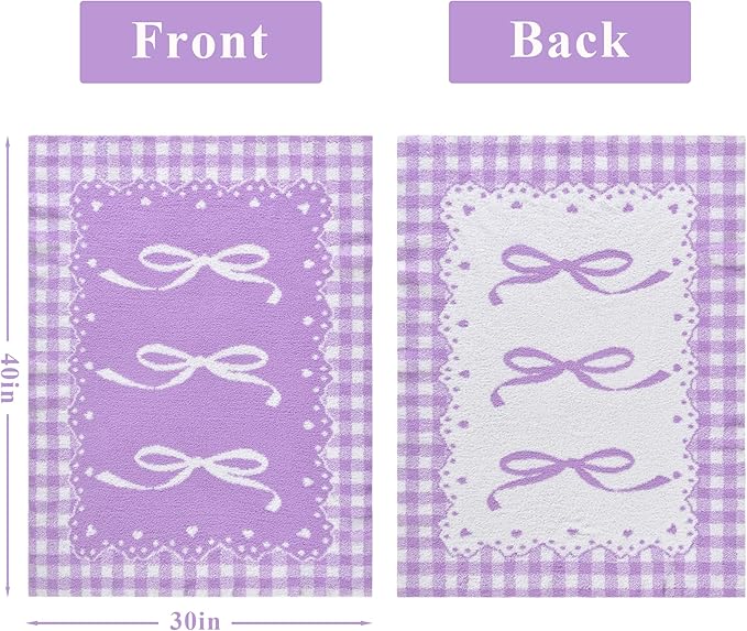 Purple Bow Baby Blanket – Knitted Throw with Elegant Bow Accent for Baby Girls, Nursery Bedding & Shower Presents – Soft & Cozy, 30x40 Inch