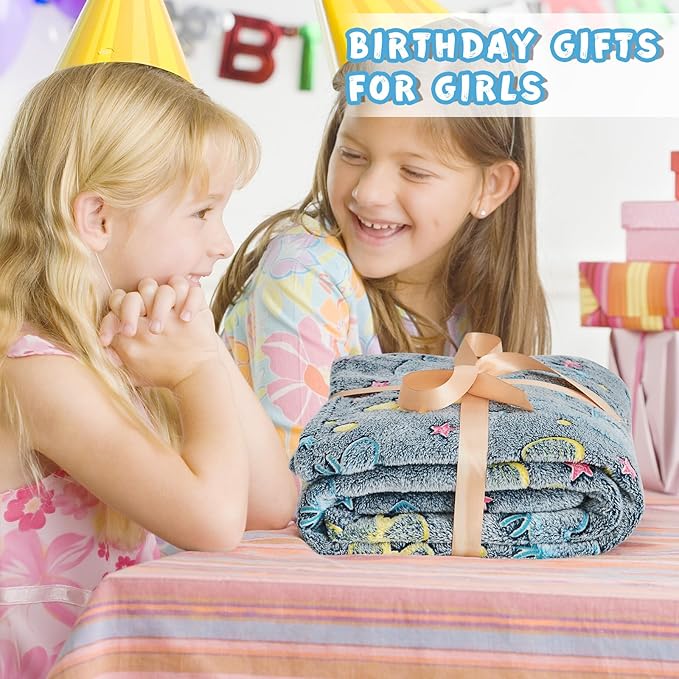 inhand Butterfly Toys for 2 3 4 5 6 7 8 9 10 Year Old Girls,Girl Birthday Gifts Glow in The Dark Blanket Soft Fleece Decorations for Kids Room（50"X60" Butterfly）
