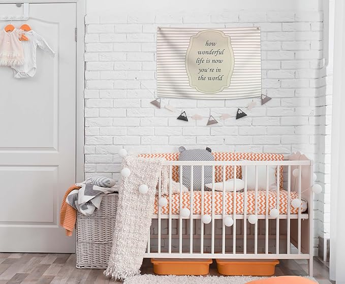 Nursery Baby Present-Rectangular Banner Flag Art Wall Decor Gift for Baby Boy Girl Kid Teen,Homeschool Bedroom Playroom Decor-Baby Shower Birthday Christmas Gift-How Wonderful Life is Now You're in the World