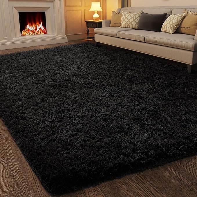 Ophanie 6x9 Charcoal Rugs for Living Room, LargeFluffy Shag Fuzzy Plush Soft Living Room Area Rugs, Floor Shaggy Carpets for Bedroom, Carpet for Kids Boys Girls Dorm Nursery Home Decor Aesthetic