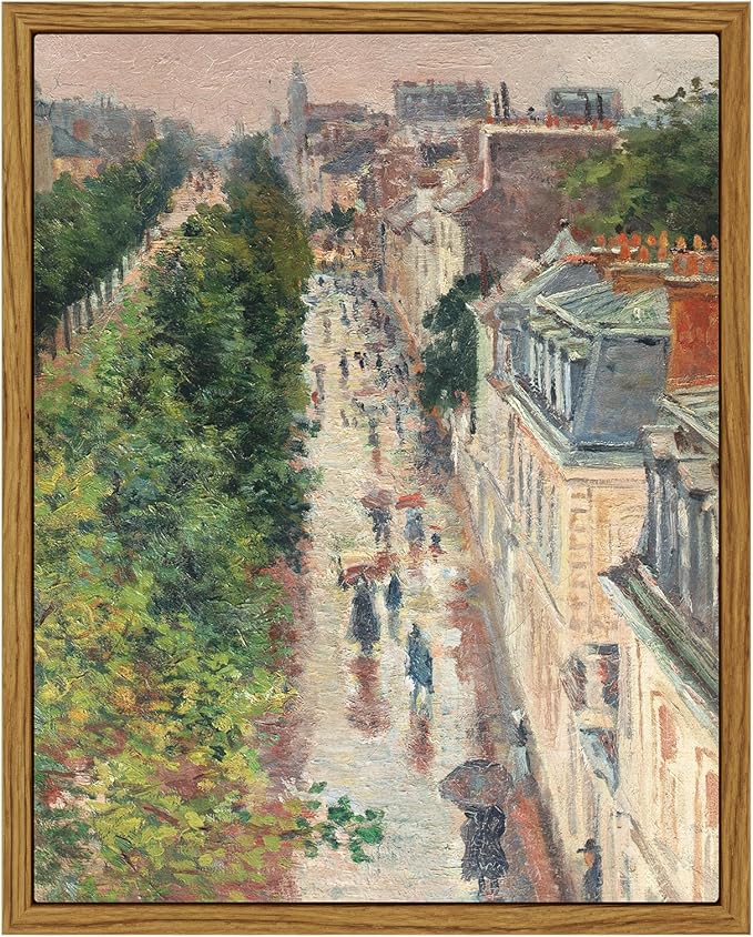 ARPEOTCY Vintage Framed Canvas Print Wall Art, 8x10 inch, French Street Scene Cityscape Country Art Home Decor, Aesthetic Room Decor, Natural Scenery Wall Decoration for Living Room, Bathroom, Office