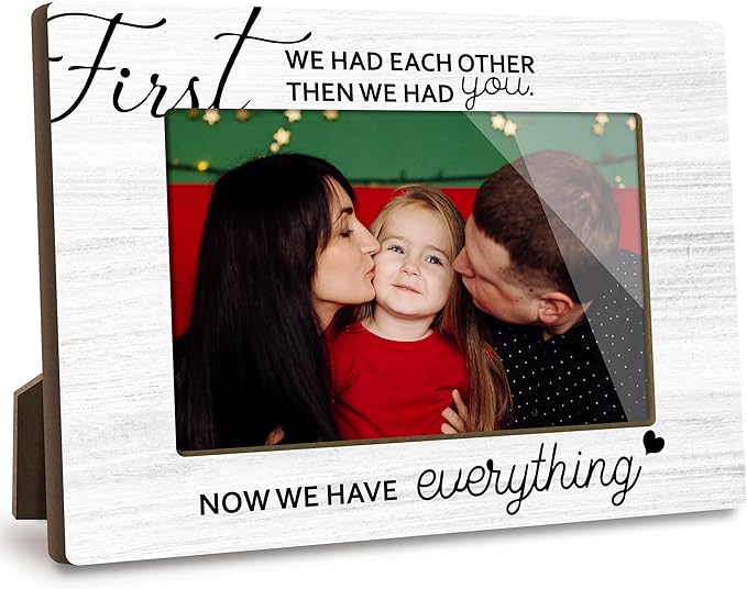 First Christmas Baby Picture Frame - Gender Reveal Decorations and Baby Shower Gifts for New Mom Grandparent Pregnancy Announcement Newborn Nursery 4 X 6 Inch Family Keepsake Frame - A14