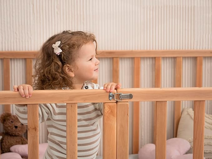 BUSY WOOD Montessori Bed with High Rails for Toddlers - Twin Floor Bed - Full, Queen, King, Small - Wooden Floor Bedframe (Model 21)