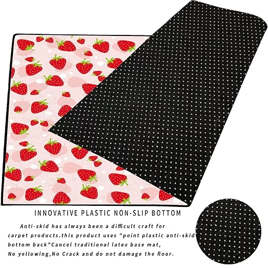 Strawberry Rug Kwaii Pink Area Rugs for Bedroom Dorm Living Room Cute Throw Rug Floor Mat Pad Doormat Carpet, 5' x 7'(150 x 210cm)