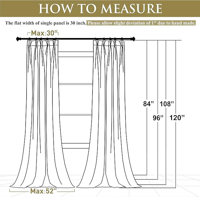 StangH Pinch Pleated Velvet Curtains 108 inches Long, Ivory White Privacy Light Dimming Nursery Bedroom Drapes Elegant Floor to Ceiling Backdrops for Wedding, W30 x L108, 2 Panels