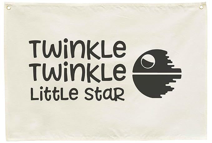 Twinkle Twinkle Little Star Nursery Banner Wall Decor-Above Crib Baby Room Bedroom Kindergarten Wall Decoration-Baby,Shower Gift for Baby Boy Girl Kids Teen-Rectangular Canvas Flag Banner