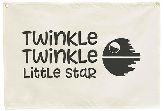 Twinkle Twinkle Little Star Nursery Banner Wall Decor-Above Crib Baby Room Bedroom Kindergarten Wall Decoration-Baby,Shower Gift for Baby Boy Girl Kids Teen-Rectangular Canvas Flag Banner