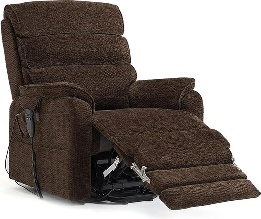 DYNOX 350 LBS Tall Man Power Dual Motor Lift Recliners Chairs for Elderly Lay Flat Lift Chair with Infinite Positions, Heat & Massage, Supports(9198L,Chenille,Brown)
