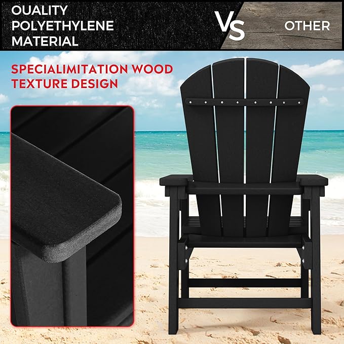 Costaelm Paradise Kids 5-Piece HDPE Outdoor Patio Round Dining Table and Chairs Set, Black