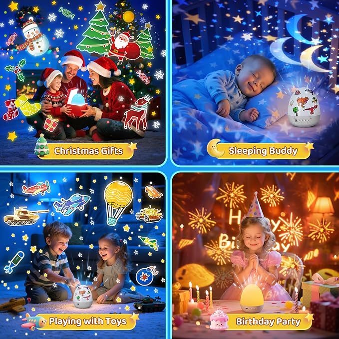 Dinosaur Toys for Kids 3-5 | 12HD Films+15 Sleeping Sounds+7 Colors+360°Rotating | Dinosaurs Primal Hatch Dinosaur Egg Boy Toys for Boys Star Projector Kids Toys Sound Machine Egg Light for Nursery
