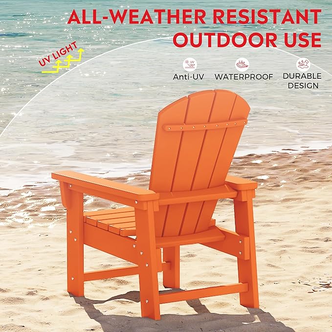 Costaelm Paradise Kids 5-Piece HDPE Outdoor Square Patio Dining Table and Chairs Set, Orange