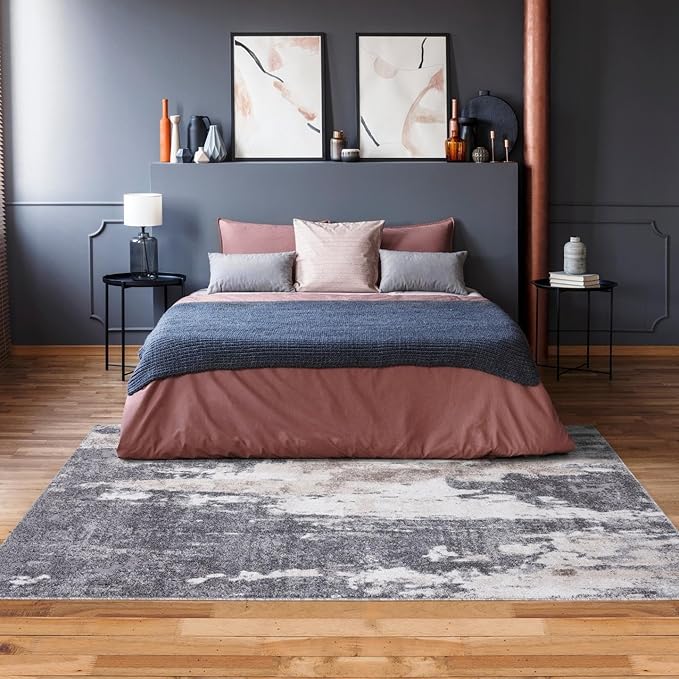 LUXE WEAVERS Euston Collection Gray-Gray 5x7 Modern Abstract Area Rug