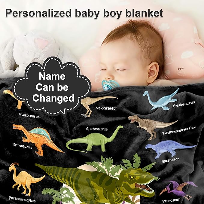 J&SBGFT Personalized Baby Blanket, Custom Name Blanket for Boys & Girls, Toddlers to Kids, Nursery Stroller Crib Decor - 30"x40", Color: Blue