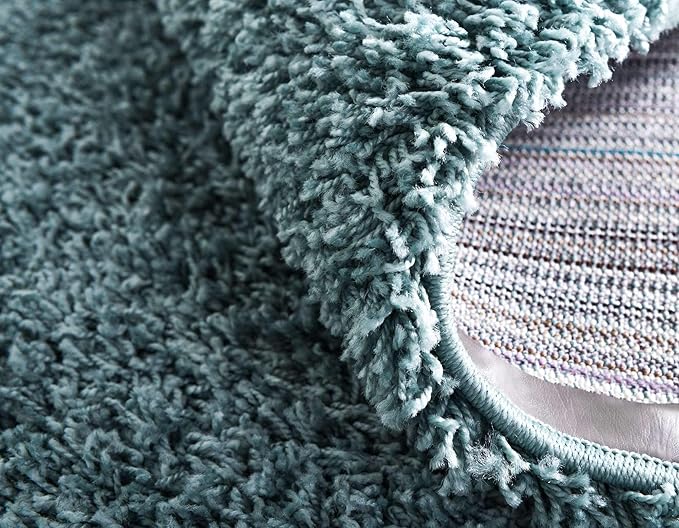 Unique Loom Solid Shag Collection Area Rug (8' x 11' Rectangle, Light Slate Blue)