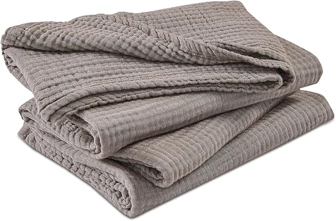 EMME Cotton Muslin Twin XL Blanket Breathable Gauze Soft Lightweight Blankets Adults Gifts for Women (Heather Brown, 66"x90")