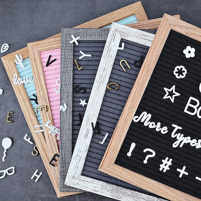 Blue Felt Letter Board - 10x10 Inch, Pre Cut & Sorted 725 Letters, First Day of School Sign, Changeable Message Board for Classroom & Farmhouse Wall Decor