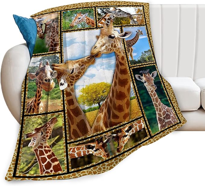 jerkboo Giraffe Blanket Throws Giraffe Gifts Giraffe Lovers Throw Blanket for Girls Boys Kids Adults Soft Warm Cozy Fleece Blanket for Couch Sofa Bed 60""x50""