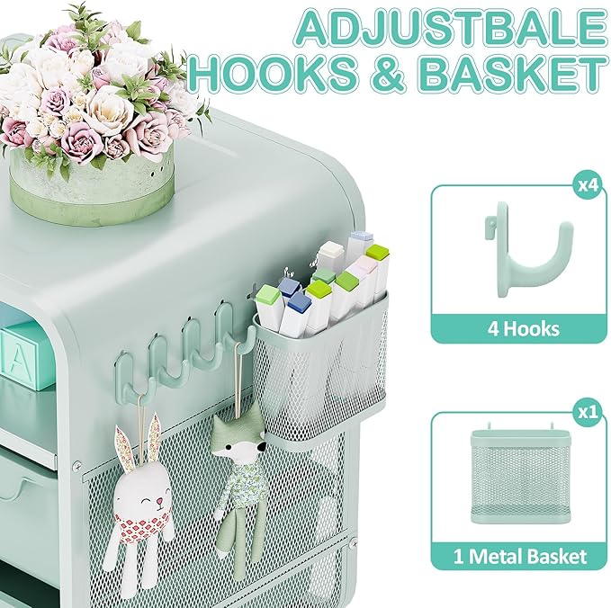 Kids Nightstand,Cute End Table with Storage Drawer,Nightstand for Girls Bedroom Furniture