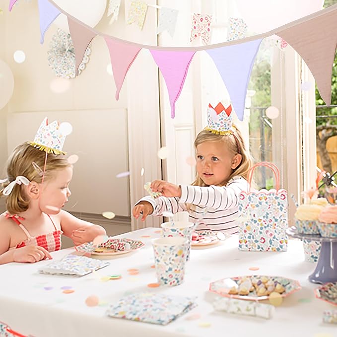 Pennant Banner Flags,Infant and toddler room decoration pennant,for Nursery Decor Baby Birthday Boho Wedding Shower Party Event (Pink Colorful Banner)