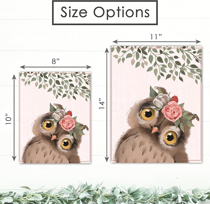 DREAM BIG PRINTABLES Woodland Animals Nursery Wall Art Prints (Set of 6) - Unframed - 8x10s | Set Includes Bear, Fox, Owl, Deer, Bunny Rabbit, and Raccoon wearing Floral Crowns