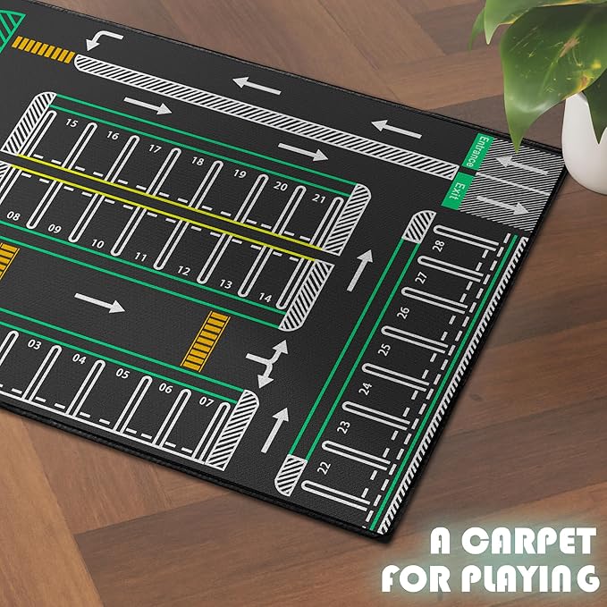 Play Rug 59"x39",Traffic System Playmat, Rugs for Car Model, Carpet for Car Decoration,City Pretend Play Carpet,Educational Road Traffic Play Mat for Bedroom Play Room Non-Slip Washable
