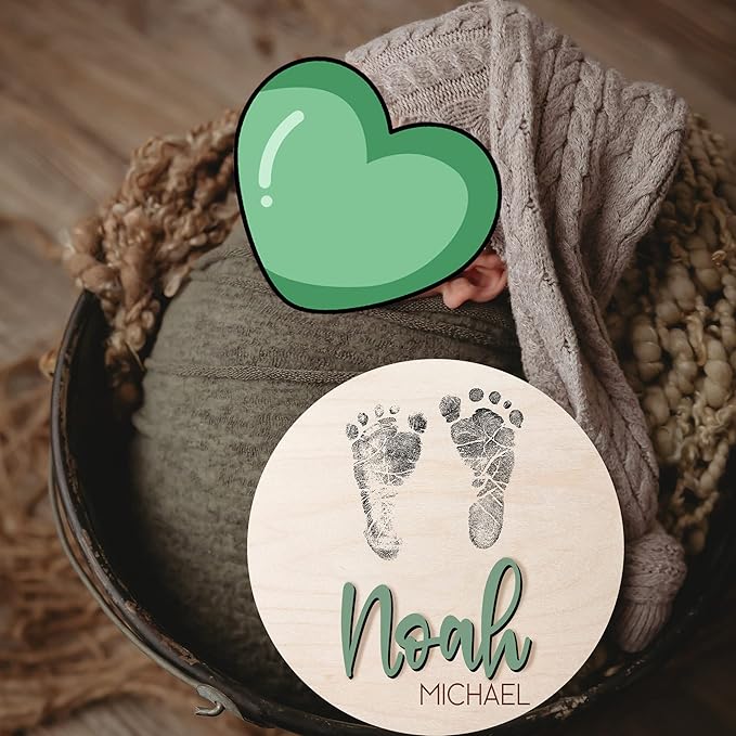 NAZENTI Personalized Baby Name Announcement Wooden Signs, Custom Birth Announcement And Footprint Sign For Hospital, Baby's Arrival Gift, Welcome Sign For Decor, Gifts For Baby Girl Or Boy Shower