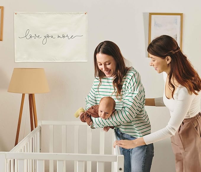 Nursery Banner Wall Decor-Boho Rectangular Banner Pennant Poster Flags-for Baby Boy Girl Room Home Playroom Dorm Classroom-Baby Present Shower Birthday Christmas-Love You More-28.5x20 Inches