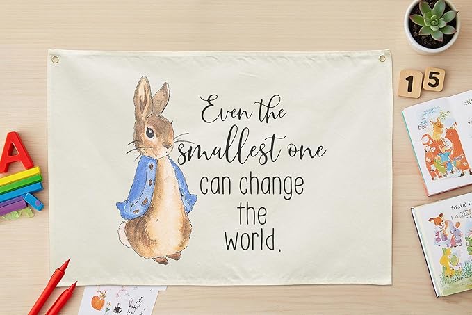 Rectangular Banner Flag Poster Art Decor for Baby Boys-Even the Littlest Kids Can Change the World-Nursery Infant Bedroom Playroom Door Wall Decorations-Baby,Shower Birthday Easter Christmas Gift